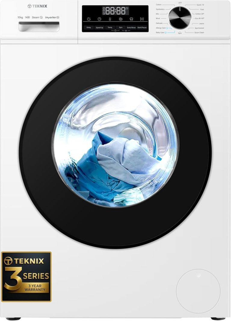Teknix TK3W1014XW 10kg freestanding washing machine in white